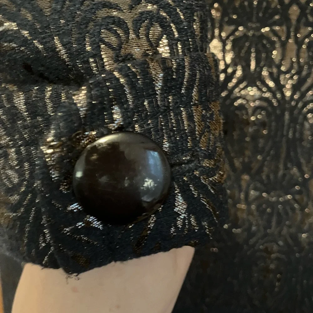 J. Crew collection metallic art deco coat navy gold sz 6 - Picture 7 of 8